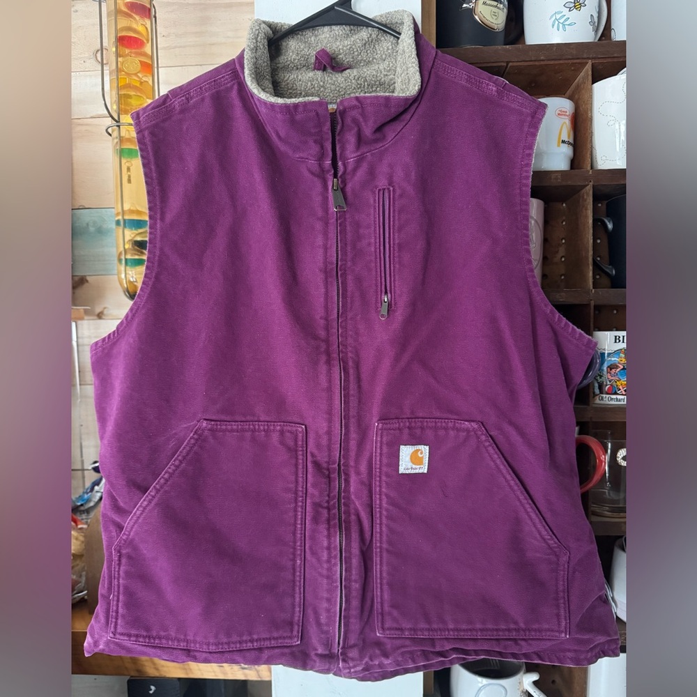 Women’s Carhartt Purple Work Vest with Sherpa Lining XL